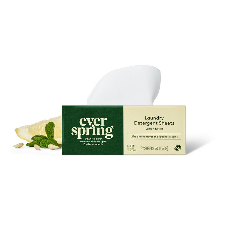 Lemon & Mint Laundry Detergent Sheets - 64 Loads - Everspring