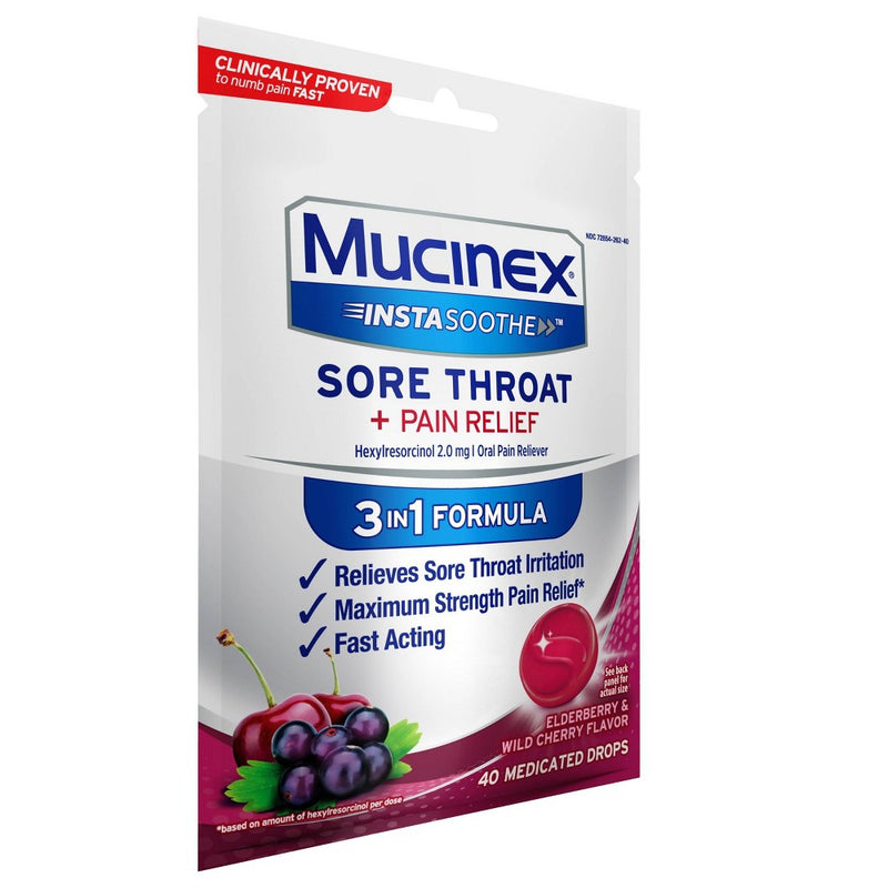 Mucinex Instasoothe Sore Throat Pain Relief - Elderberry & Wild Cherry - 40ct