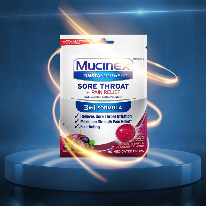 Mucinex Instasoothe Sore Throat Pain Relief - Elderberry & Wild Cherry - 40ct