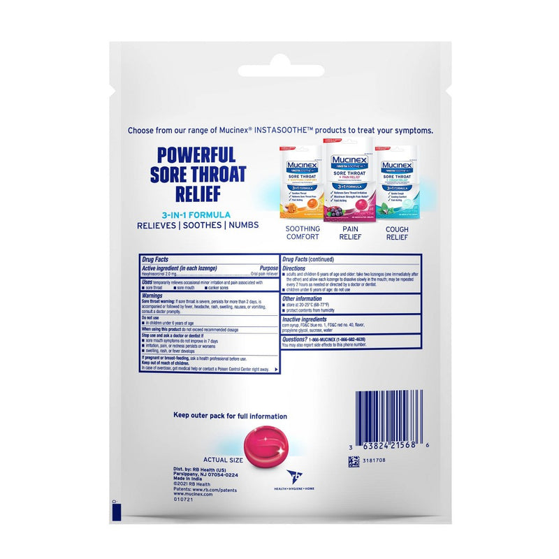 Mucinex Instasoothe Sore Throat Pain Relief - Elderberry & Wild Cherry - 40ct