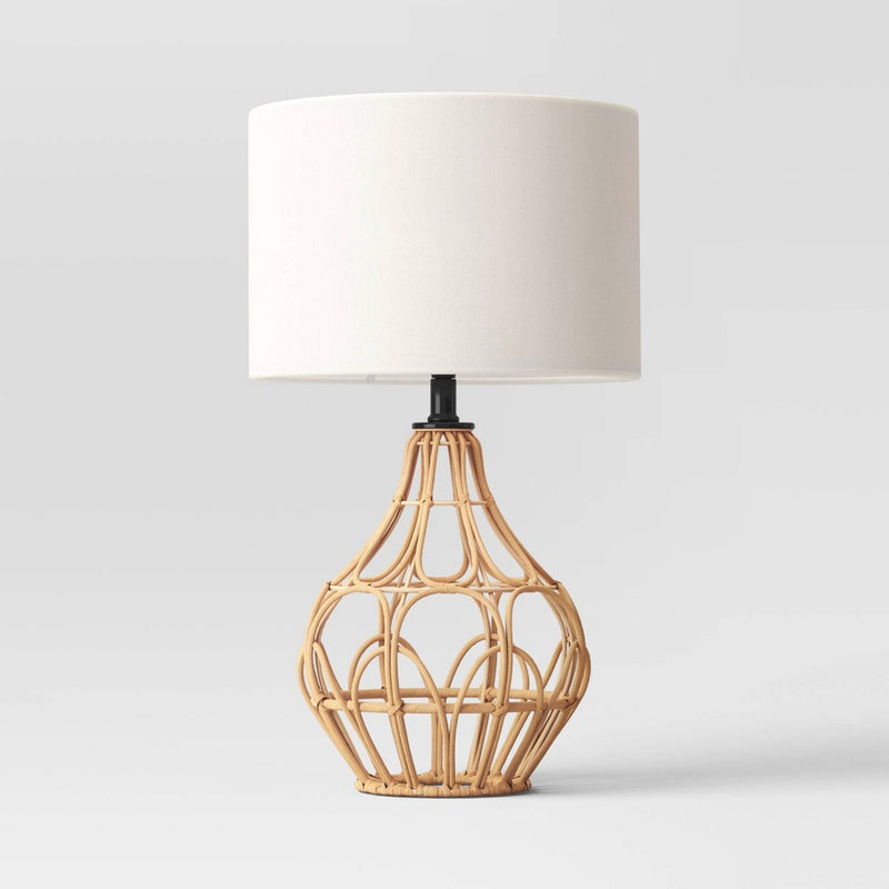 20"x12" Boho Rattan Table Lamp Brown - Threshold (LOCAL PICKUP ONLY)