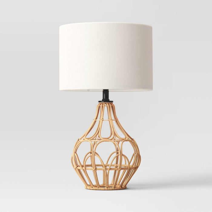 20"x12" Boho Rattan Table Lamp Brown - Threshold