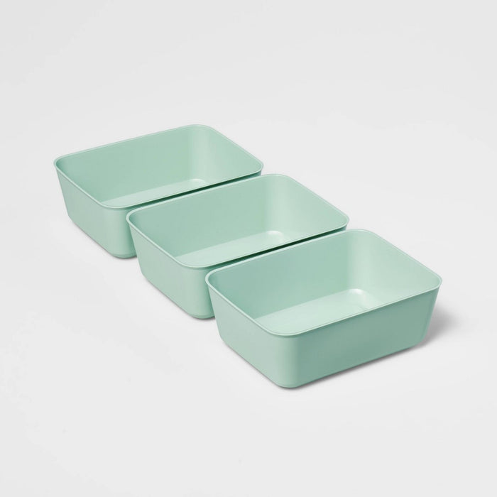 3pk Medium Storage Trays Daydream Green - Brightroom