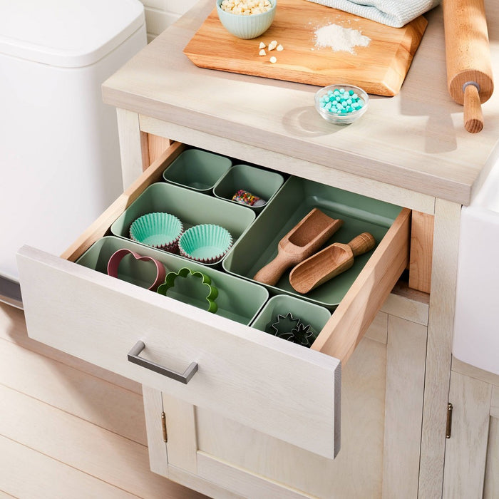 3pk Medium Storage Trays Daydream Green - Brightroom