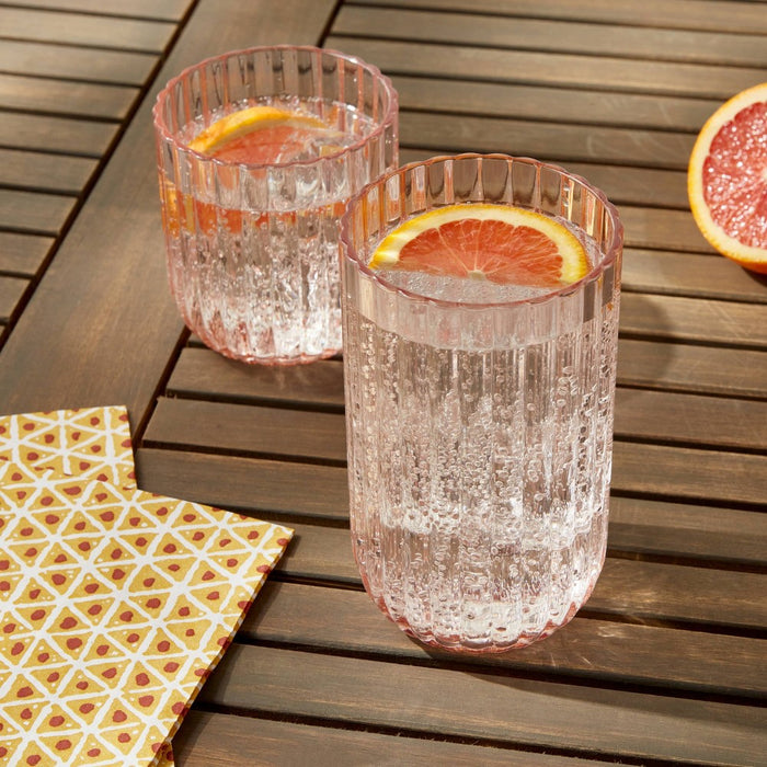 16oz Plastic Ribbed Tall Tumbler Pink - Threshold