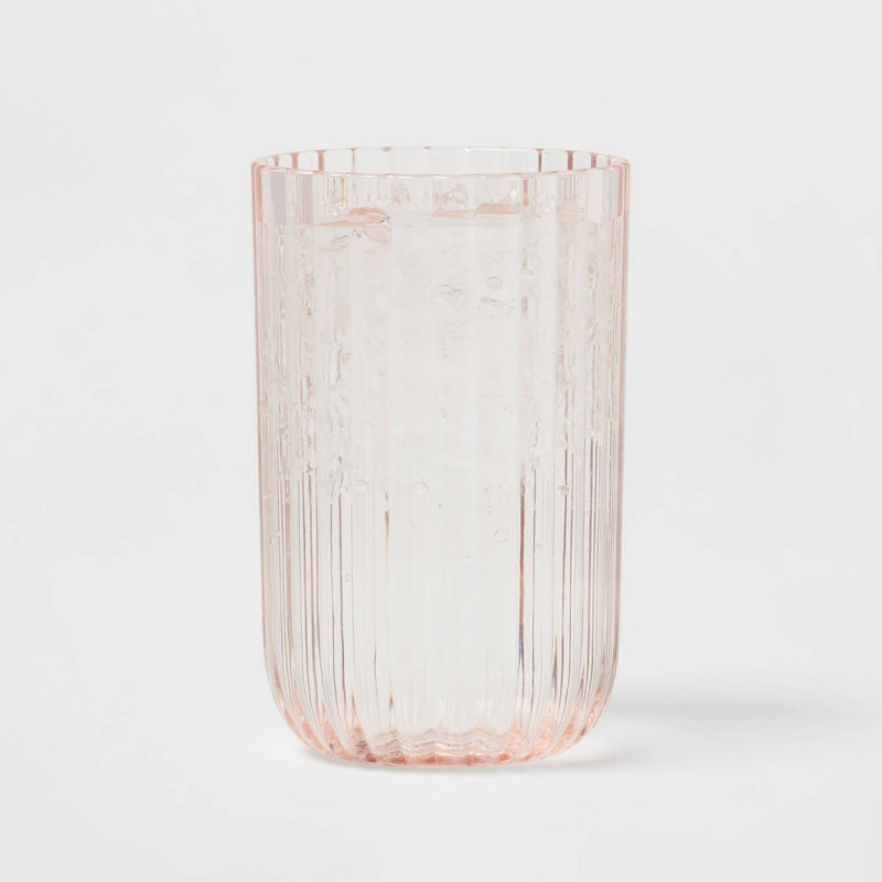 16oz Plastic Ribbed Tall Tumbler Pink - Threshold