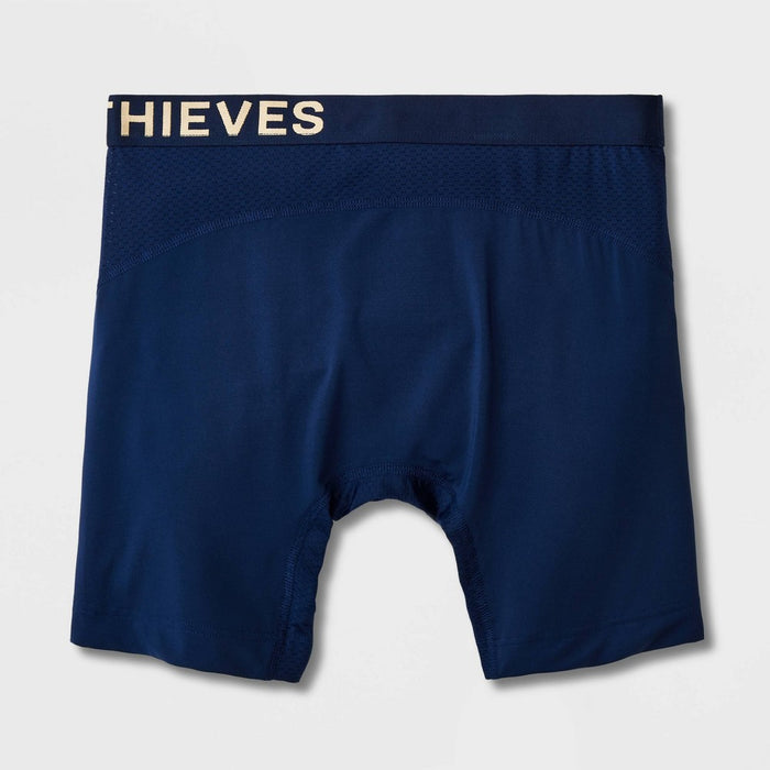 Pair of Thieves Men's SuperCool Long Leg Boxer Briefs 2pk - Red/Blue S: Moisture-Wicking, Anti-Odor, Supportive Pouch, Polyester & Spandex