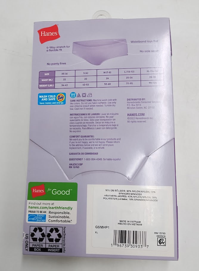 Hanes Girls' 4pk Seamless Hipster - Colors May Vary XL