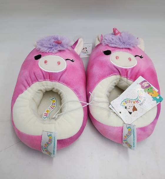 Squishmallows Kids' Lola the Unicorn Plush Slippers - Berry Purple 13-1