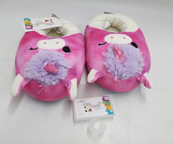 Squishmallows Kids' Lola the Unicorn Plush Slippers - Berry Purple 13-1