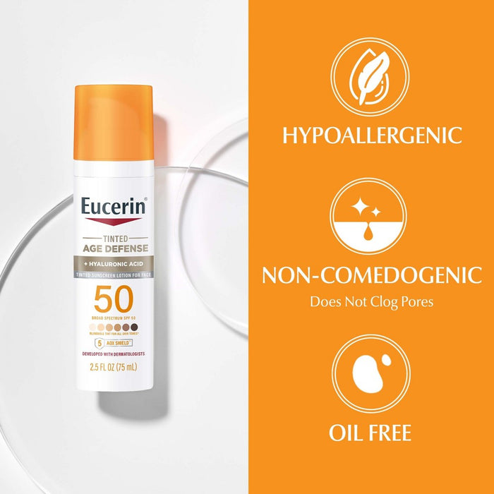 Eucerin Age Defense Face Sunscreen Tinted Lotion - SPF 50 - 2.5 fl oz EXP:08/25