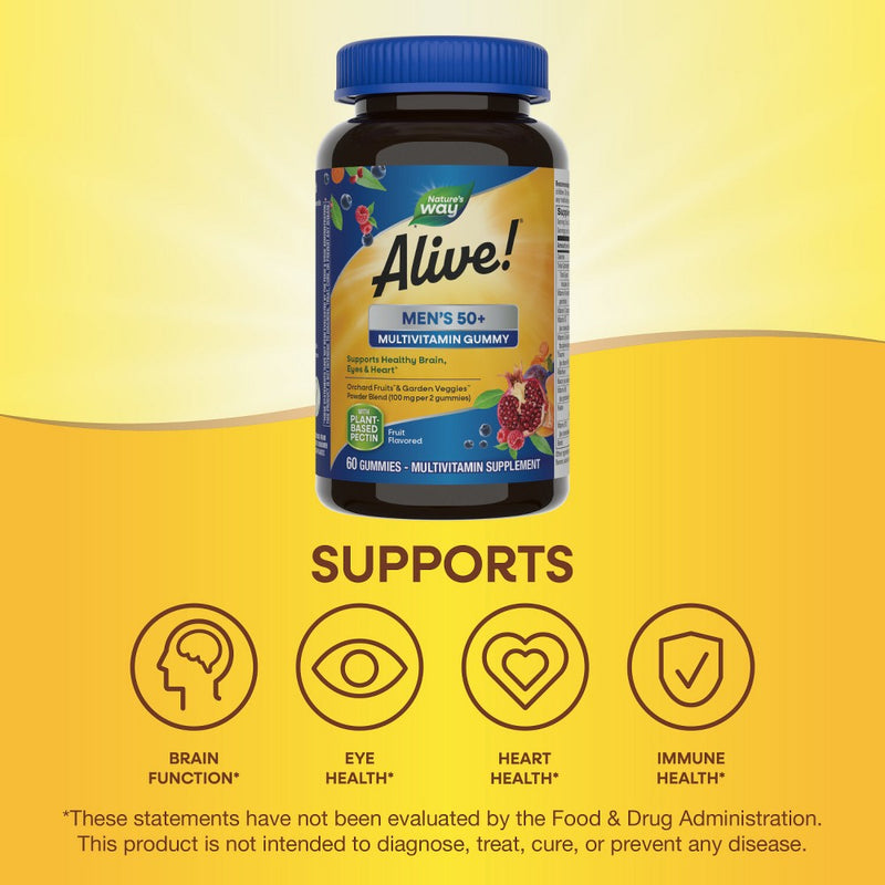 Nature's Way Alive! Men's 50+ Gummy Multivitamins- 60ct -EXP: 08/2025