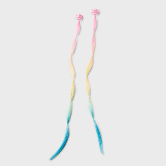 Girls' 2pk Faux Hair Rainbow Bubble Braid Clips - art class