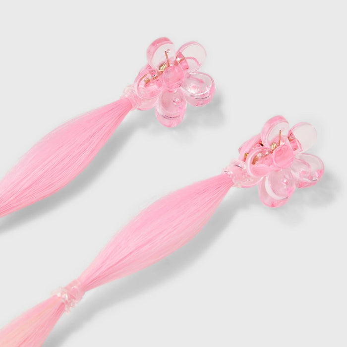 Girls' 2pk Faux Hair Rainbow Bubble Braid Clips - art class