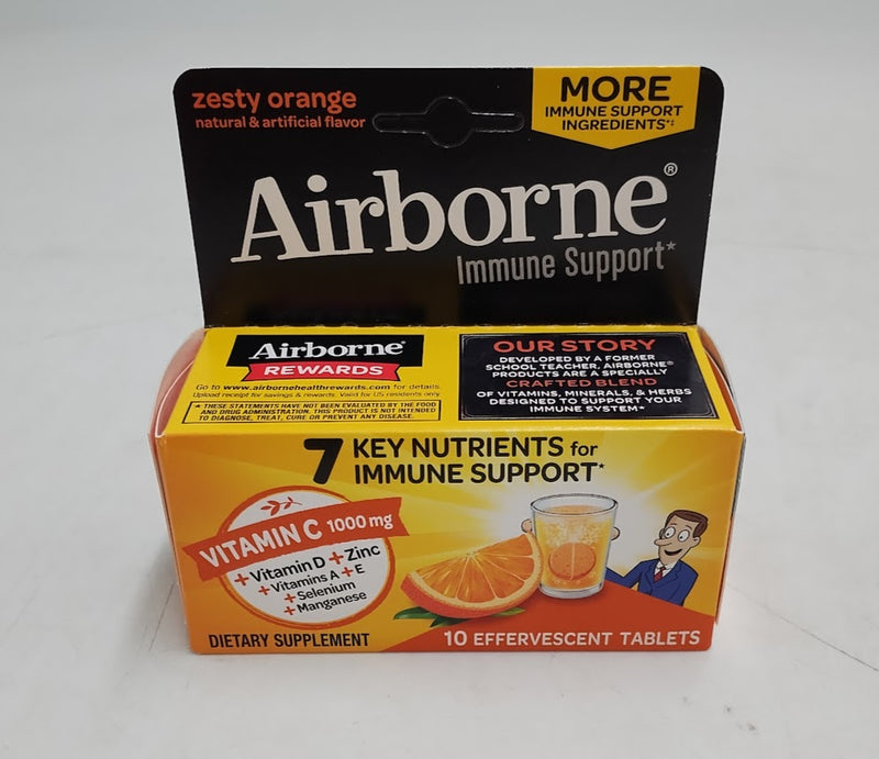 Airborne Immune Support Supplement Dissolving Tablets - Zesty Orange - 10ct EXP 01/2027