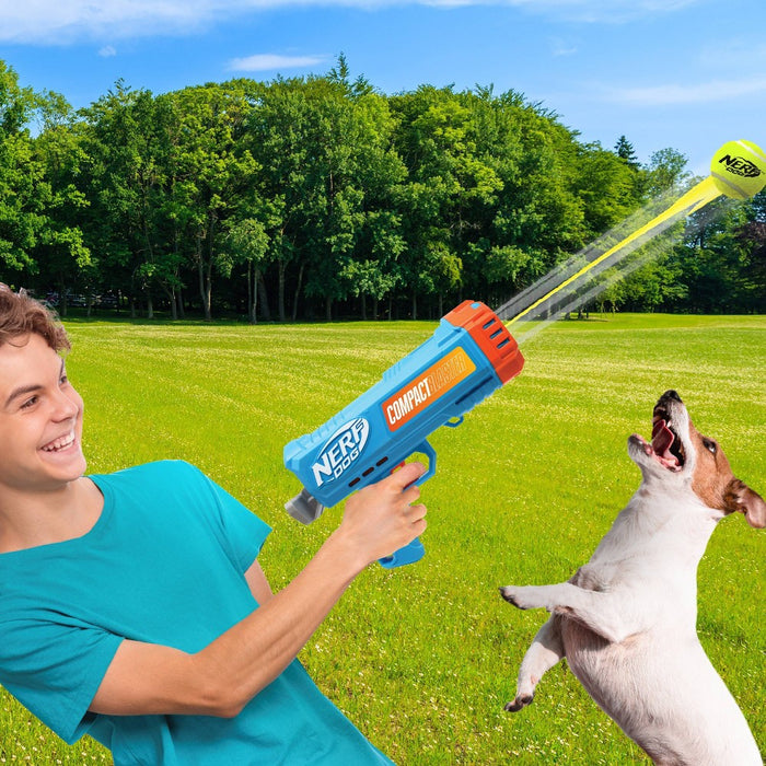NERF 12" Blaster with 2.5" Non-Squeak Tennis Ball Dog Toy - 2pk