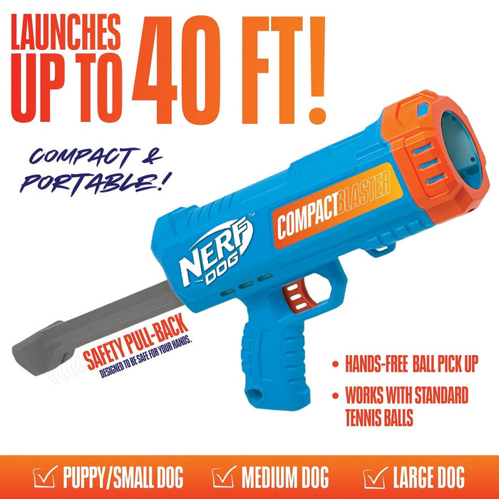 NERF 12" Blaster with 2.5" Non-Squeak Tennis Ball Dog Toy - 2pk