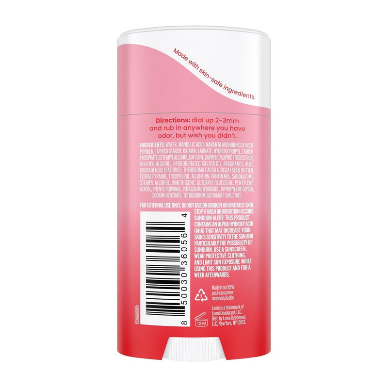 Lume Whole Body Women's Deodorant - Invisible Cream Stick - Aluminum Free - Peony Rose Scent - 2.2oz