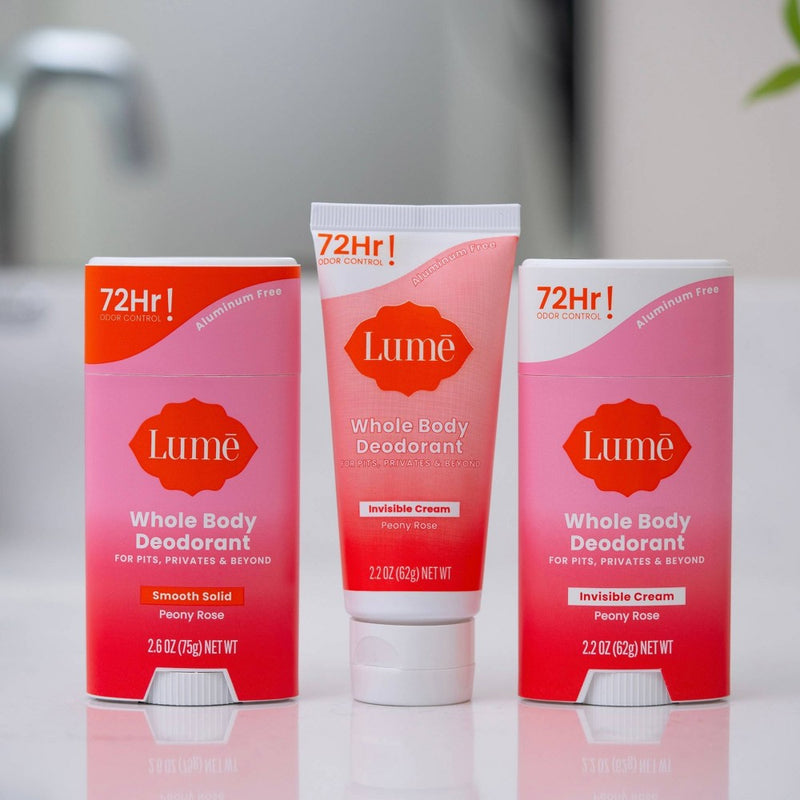 Lume Whole Body Women's Deodorant - Invisible Cream Stick - Aluminum Free - Peony Rose Scent - 2.2oz