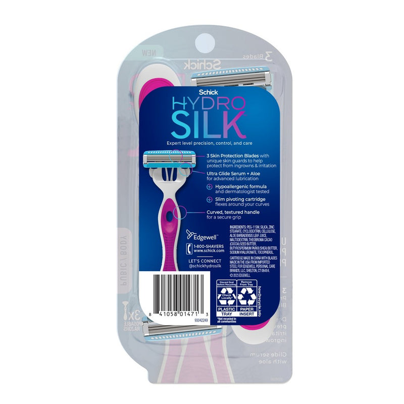 Schick Women's Hydro Silk Pubic Disposable Razor - Trial Size - 3ct