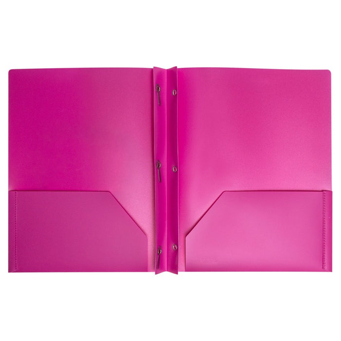 2 Pocket Plastic Folder with Prong Fasteners Pink - Yoobi