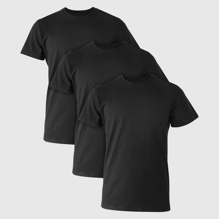Hanes Premium Black Label Men's 3pk Crewneck Undershirt - Black M
