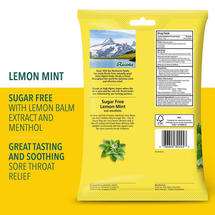 Ricola Cough Drops - Sugar Free Lemon Mint - 45ct