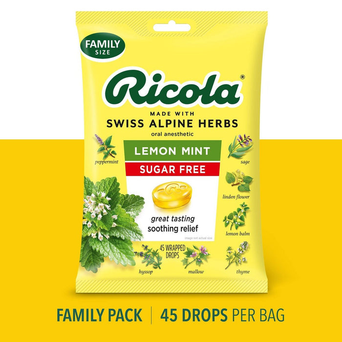 Ricola Cough Drops - Sugar Free Lemon Mint - 45ct