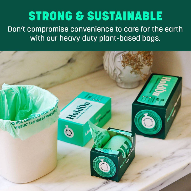 HoldOn Bags Compostable Small Space Trash Bags - 4 Gallon/30ct