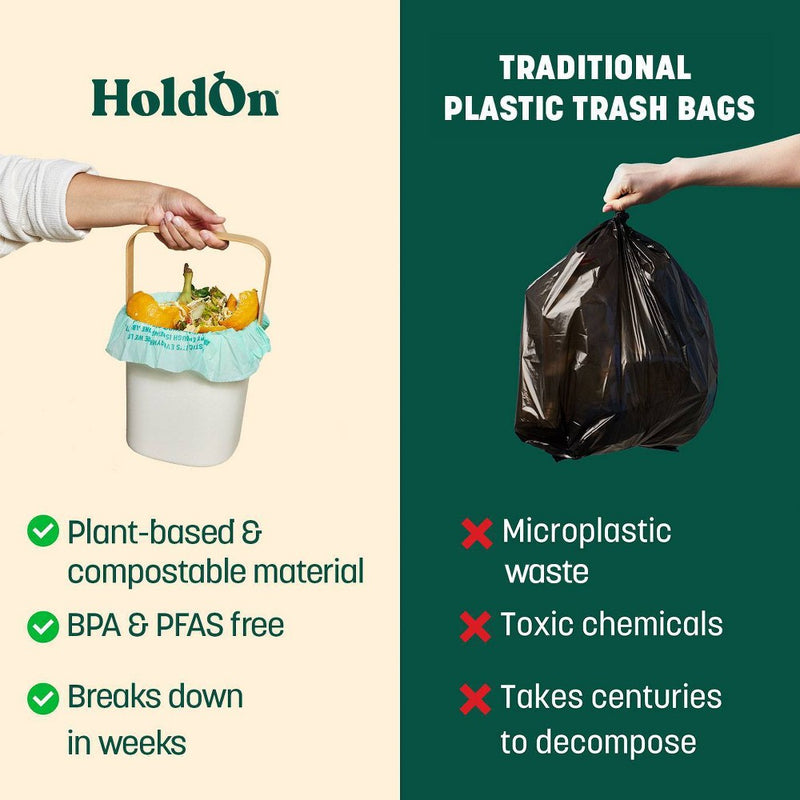 HoldOn Bags Compostable Small Space Trash Bags - 4 Gallon/30ct