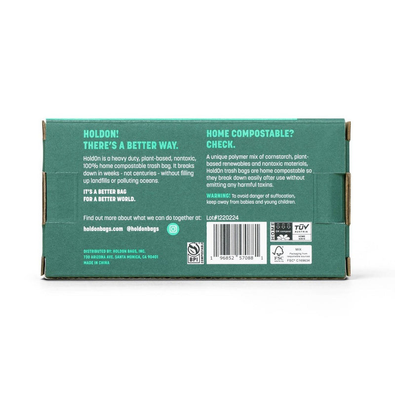 HoldOn Bags Compostable Small Space Trash Bags - 4 Gallon/30ct