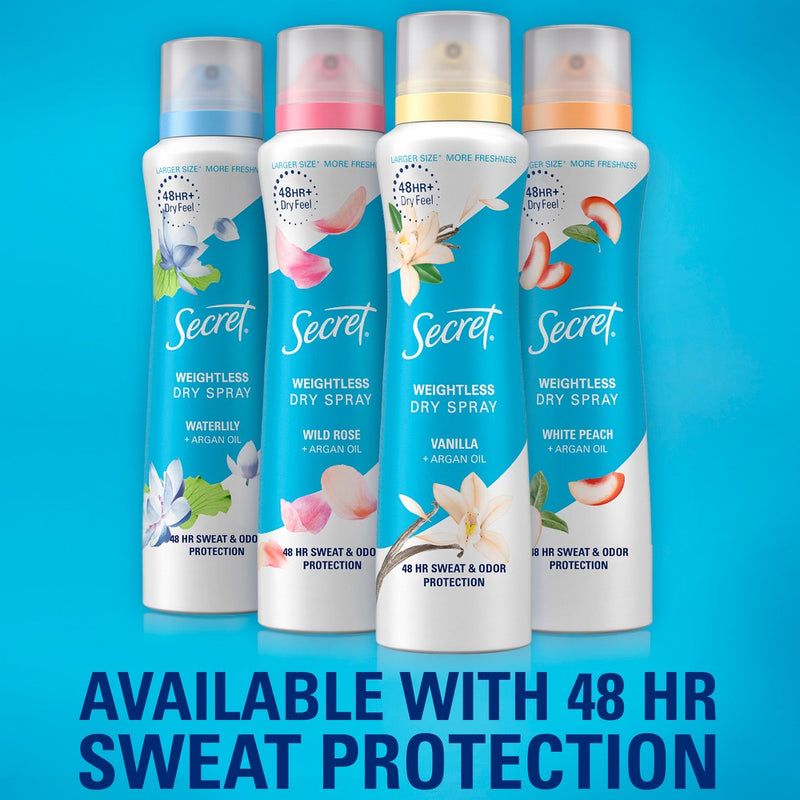 Secret Dry Spray Antiperspirant Deodorant - Waterlily and Argan Oil - 4.1oz