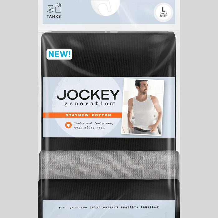 Jockey Generation Men's Stay New Cotton Tank 3pk - Black/Gray L