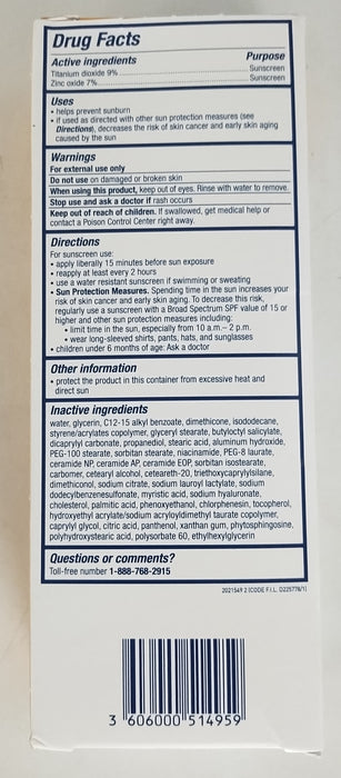 CeraVe Hydrating 100% Mineral Sunscreen for Face - SPF 50 -2.5 fl oz EXP:12/2027