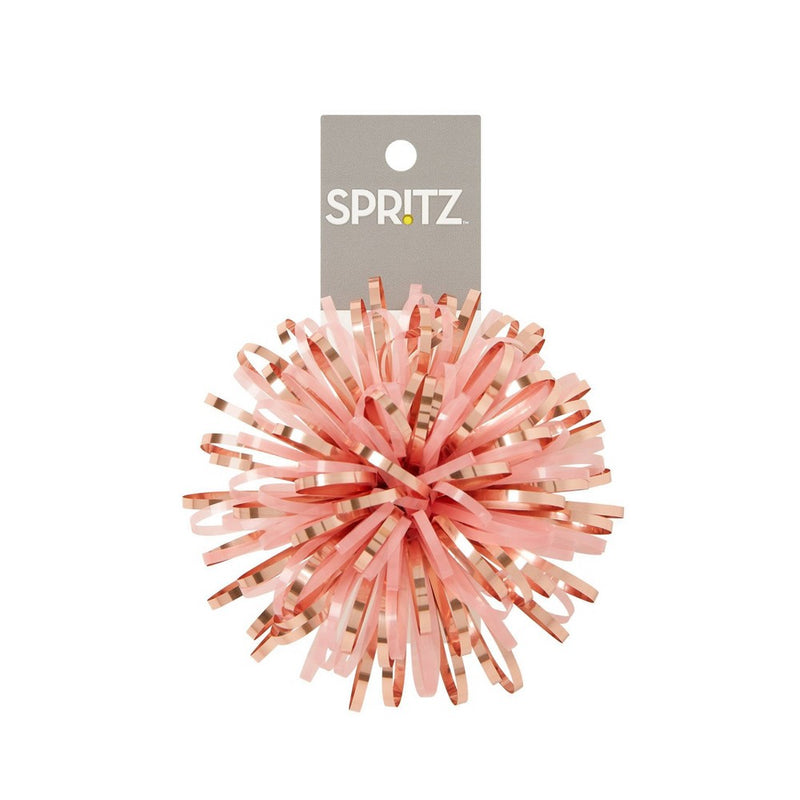 4.5" Tinsel Bow with Pom Poms Pink - Spritz