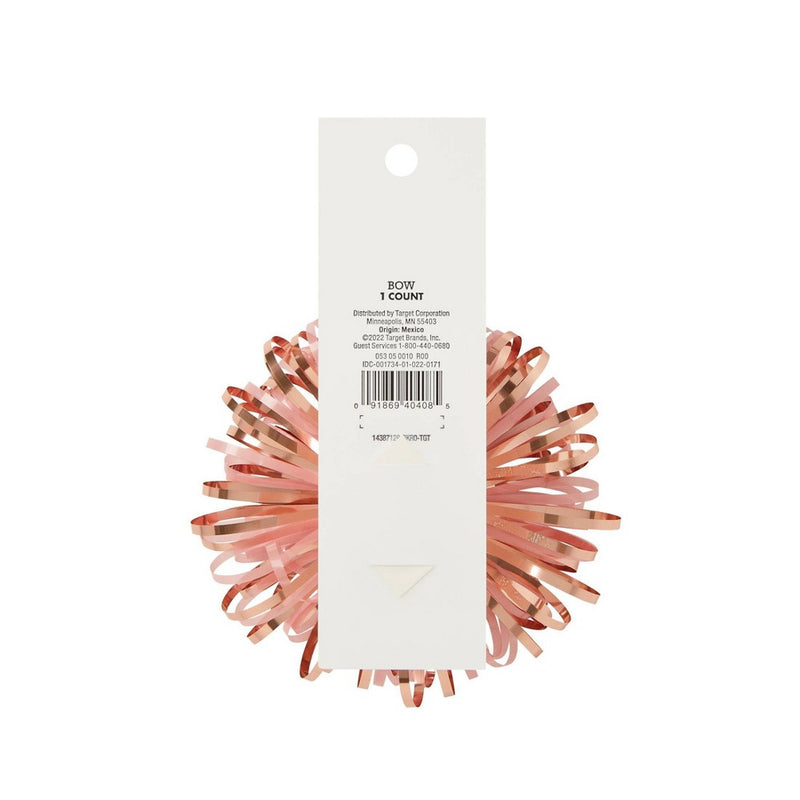 4.5" Tinsel Bow with Pom Poms Pink - Spritz