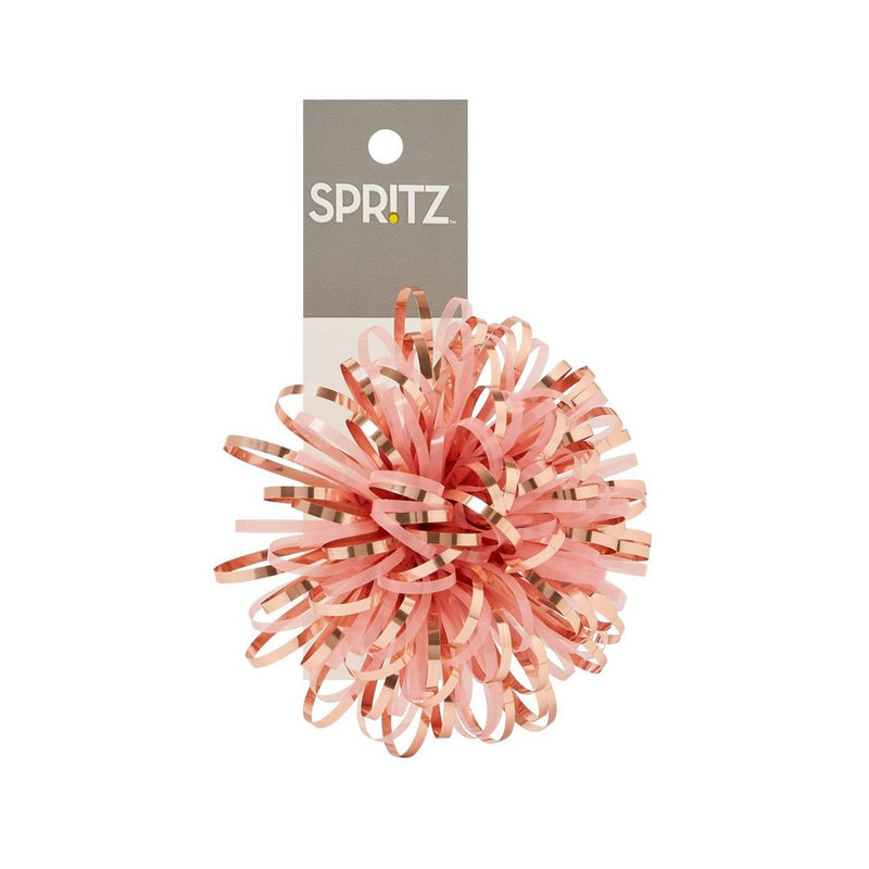 4.5" Tinsel Bow with Pom Poms Pink - Spritz