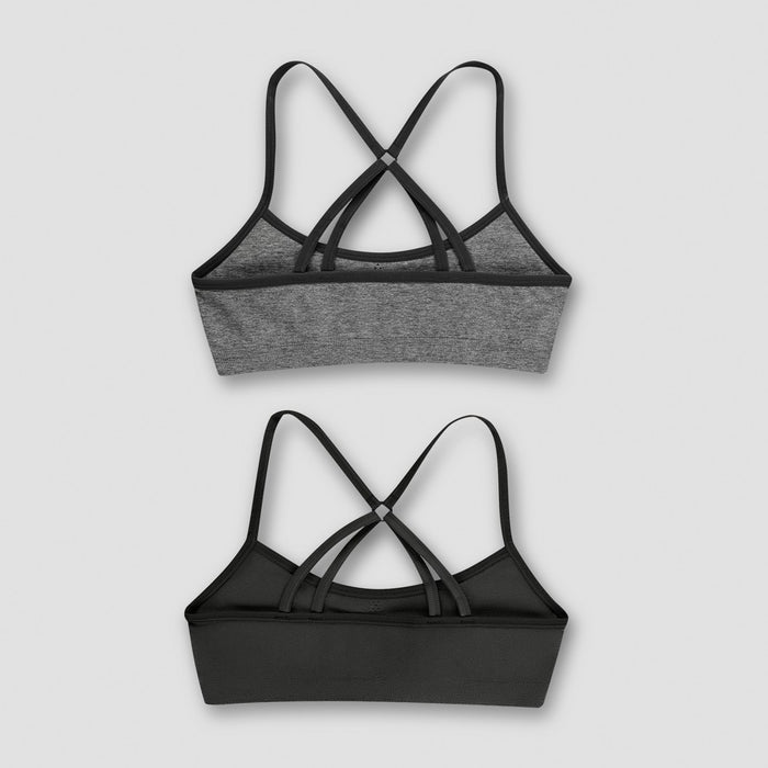 Hanes Girls' 2pk Seamless Foam Strappy Back Wirefree Bralette - Gray/Black L