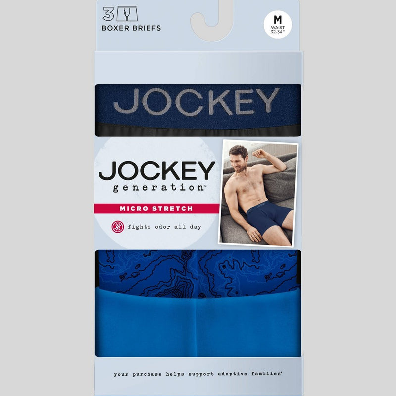 Jockey Generation Men's Microfiber Stretch 3pk Boxer Briefs - Blue L