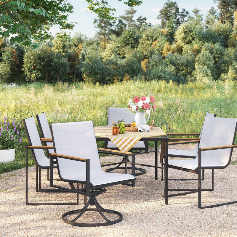 2pc Henning Outdoor Patio Dining Chairs Arm Chairs Gray - Threshold (LOCAL PICKUP ONLY)