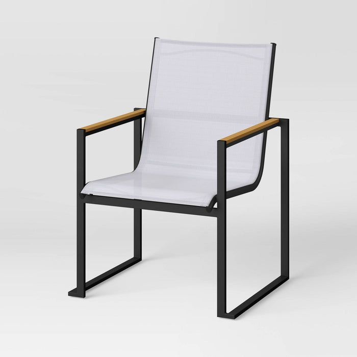 2pc Henning Outdoor Patio Dining Chairs Arm Chairs Gray - Threshold (LOCAL PICKUP ONLY)
