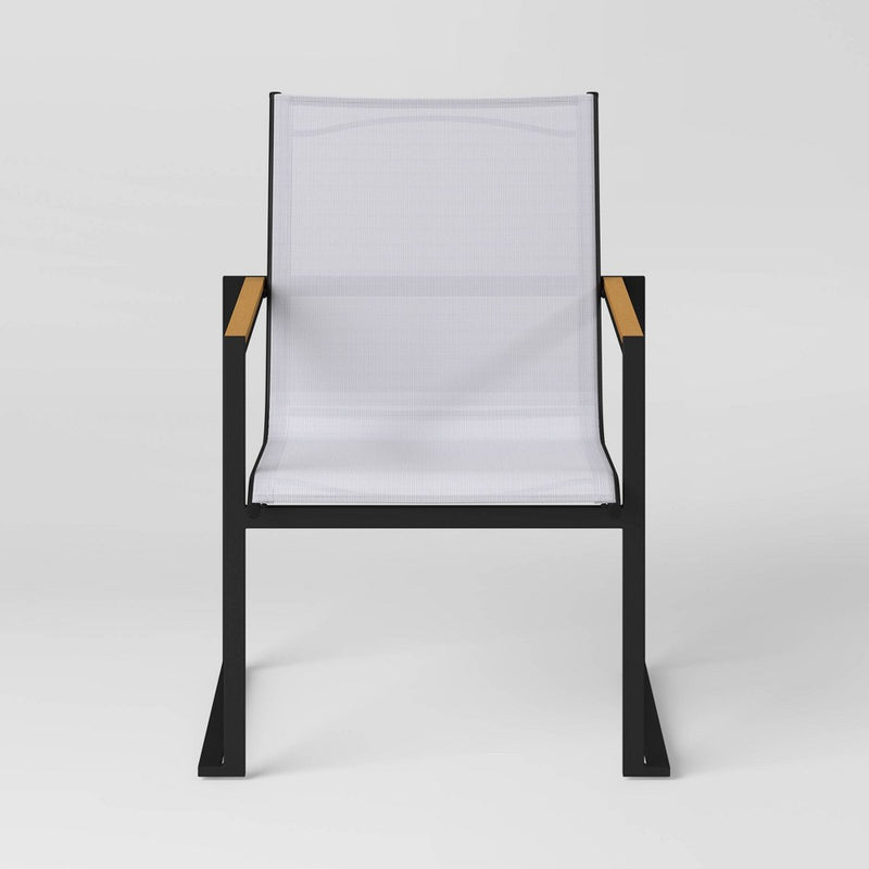 2pc Henning Outdoor Patio Dining Chairs Arm Chairs Gray - Threshold (LOCAL PICKUP ONLY)