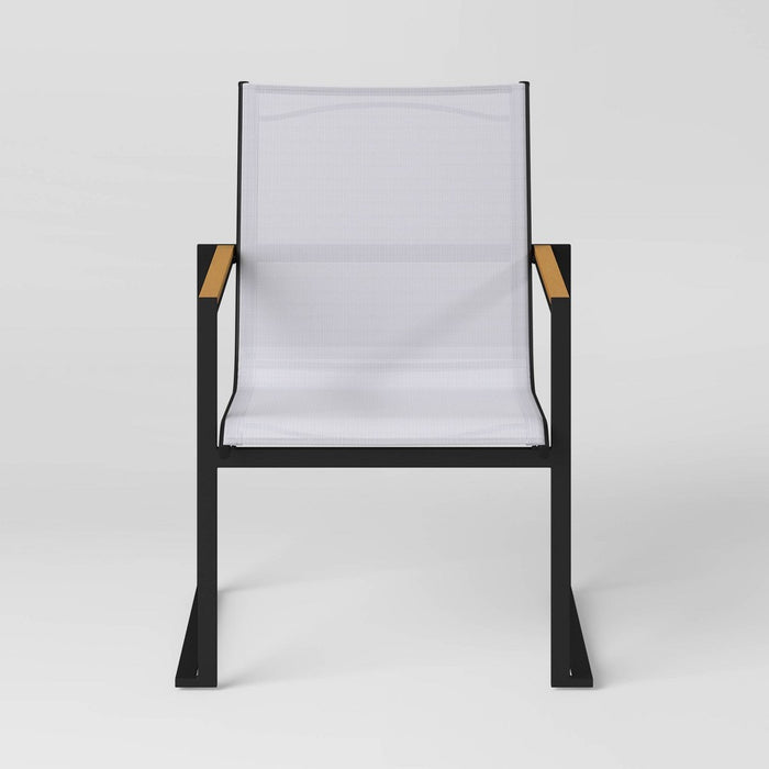 2pc Henning Outdoor Patio Dining Chairs Arm Chairs Gray - Threshold (LOCAL PICKUP ONLY)