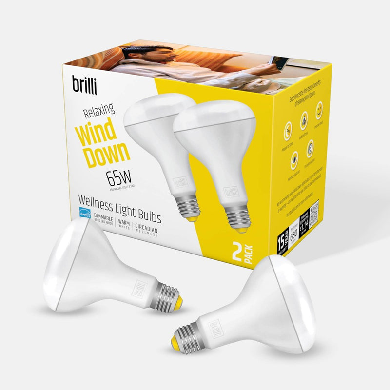 Brilli 2pk BR30 65W Wind Down Relaxing Dimmable LED Flood Bulbs White