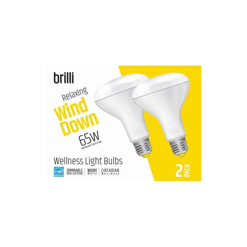 Brilli 2pk BR30 65W Wind Down Relaxing Dimmable LED Flood Bulbs White
