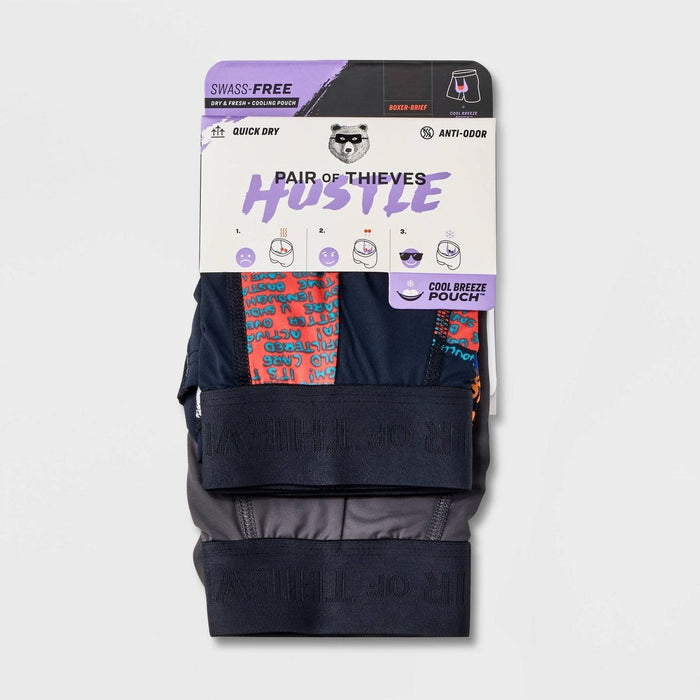 Pair of Thieves Men's Faces Print Hustle Boxer Briefs 2pk - Dark Blue S
