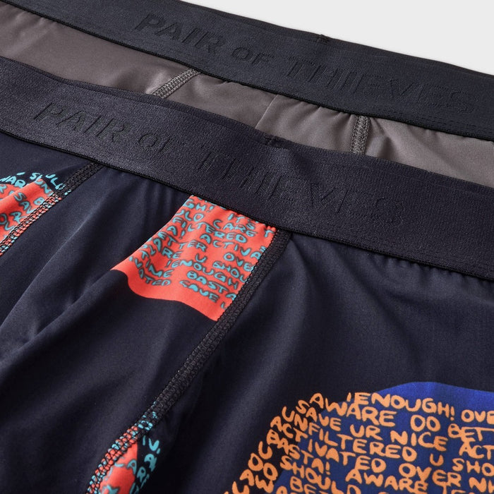 Pair of Thieves Men's Faces Print Hustle Boxer Briefs 2pk - Dark Blue S