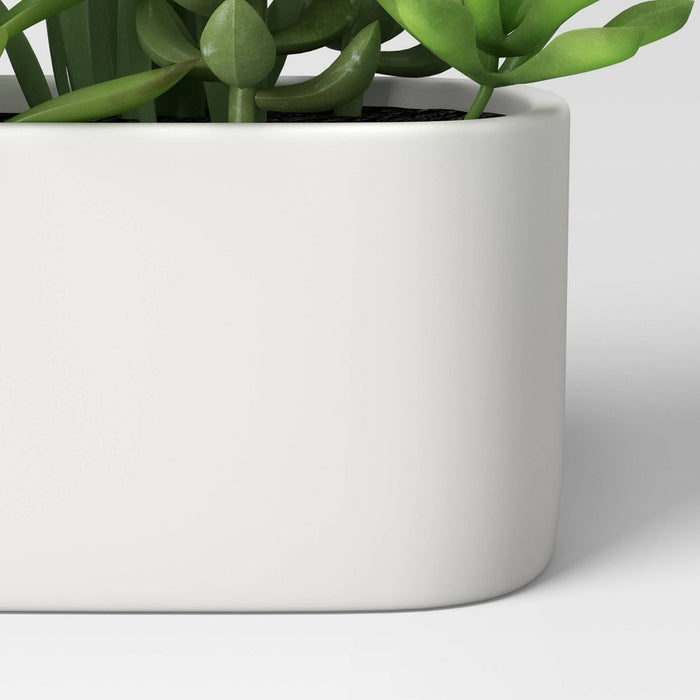 Artificial Succulents in Long Pot White - Threshold