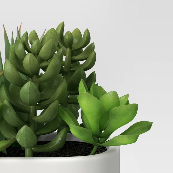 Artificial Succulents in Long Pot White - Threshold