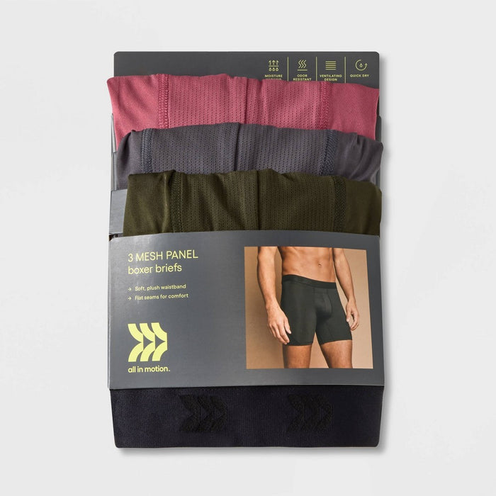 Men's Jersey Mesh 3pk Boxer Briefs - All in Motion Olive Green M